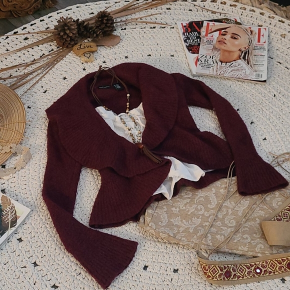 MAROON SIZE SM LONG SLEEVES SWEATER BRAND MODA - Picture 11 of 16